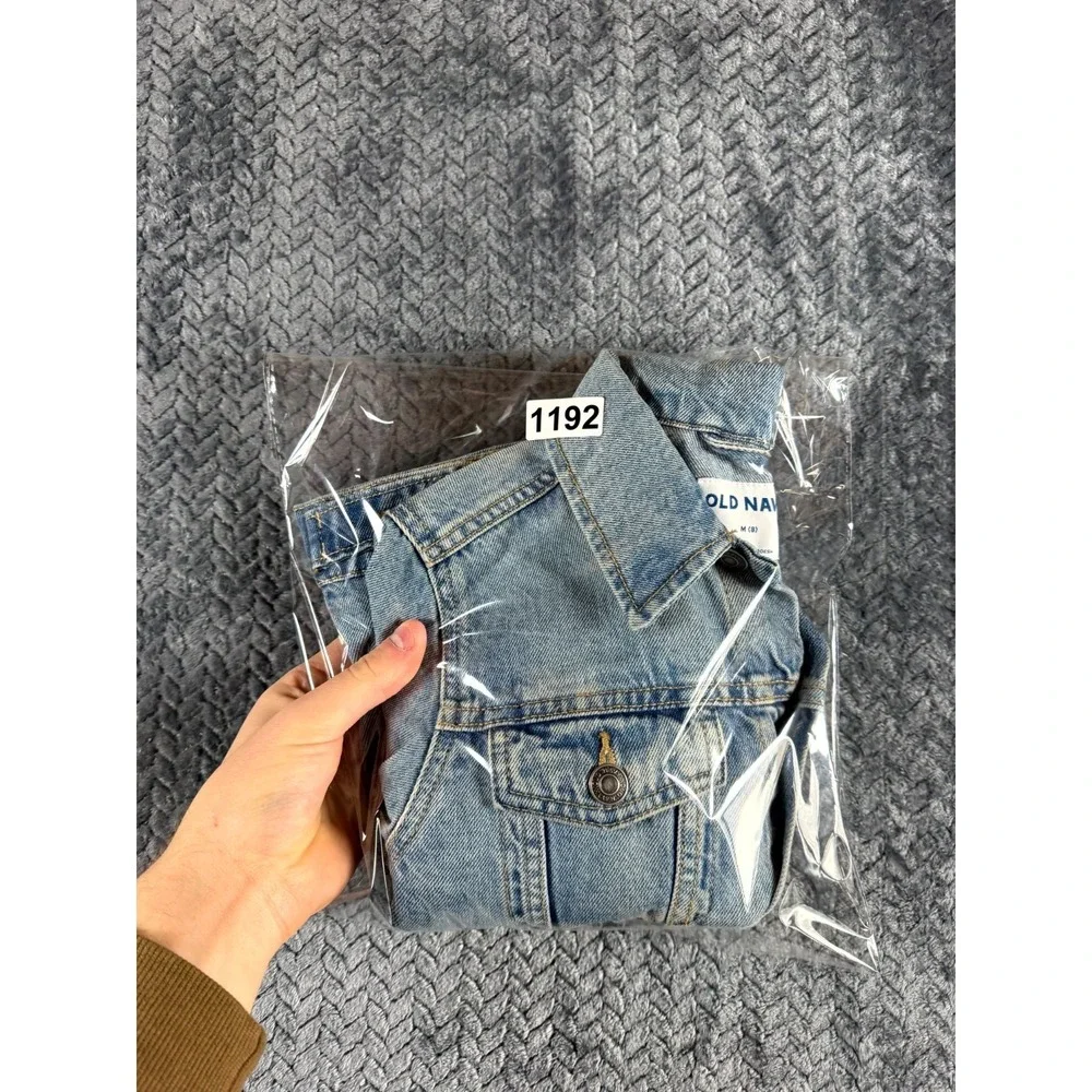 Old Navy Trucker Jacket Girls M(8) Blue‎ Denim Cropped Classic Button Front